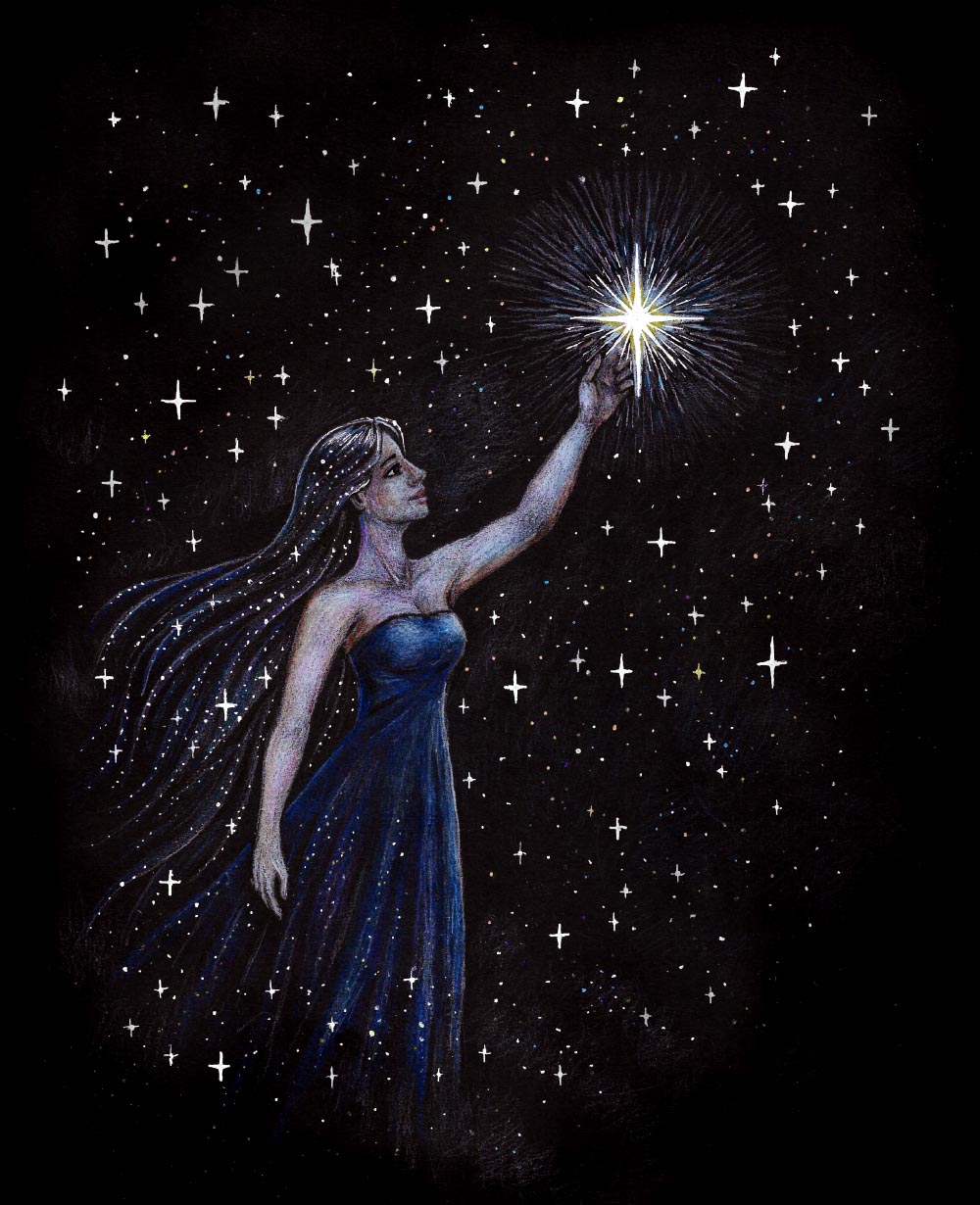 Then Varda went forth from the council, and she looked out from the height of Taniquetil, and beheld the darkness of Middle-earth beneath the innumerable stars, faint and far.